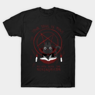 Nekonomicon Book - Dark Ritual Parody - Black Cat Magic T-Shirt